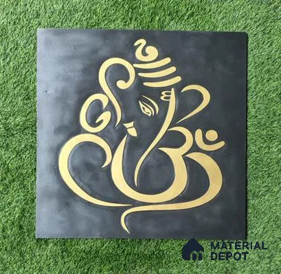 WL 00404 Slate Om Ganesha Black 600 x 600 mm Natural Stone Wall Cladding |  Stone is a Natural Product, Please Expect Variation in Shades