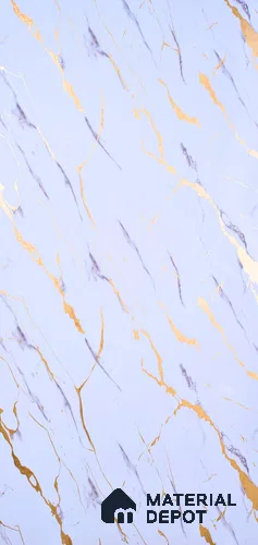 White Marble Look UPVC High Gloss Finish UV Marble Polygranite Sheets 8 ft x 4 ft | PG 00089 - 3 mm