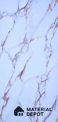 White Marble Look UPVC High Gloss Finish UV Marble Polygranite Sheets 8 ft x 4 ft | PG 00090 - 3 mm