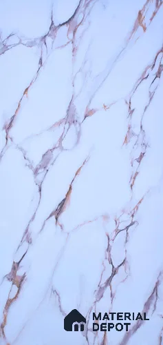 White Marble Look UPVC High Gloss Finish UV Marble Polygranite Sheets 8 ft x 4 ft | PG 00090 - 3 mm