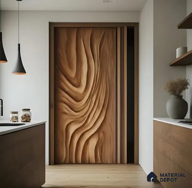 Duco Paintable Grainfall Harmony Design 7 ft x 3 ft CNC Cut HDHMR 3D Door - 25 mm