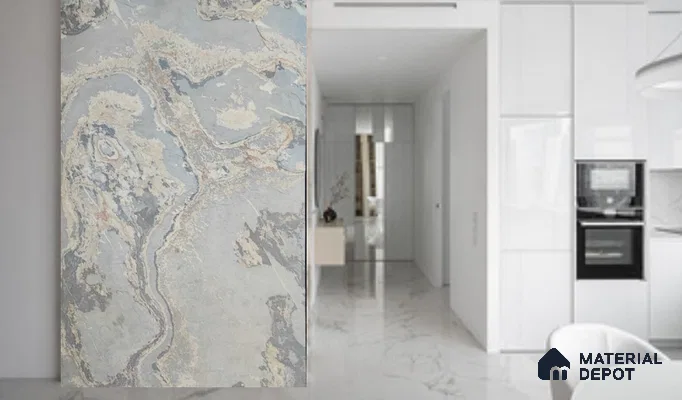 WL 00275 Natural Lucentier Translucent Design 8 ft x 4 ft Stone Veneer - 2 mm | Suitable for Facade, Wardrobe & Bedroom