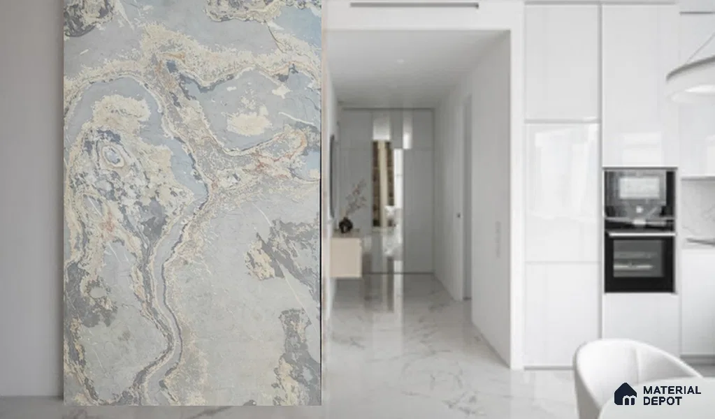 WL 00275 Natural Lucentier Translucent Design 8 ft x 4 ft Stone Veneer - 2 mm | Suitable for Facade, Wardrobe & Bedroom