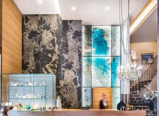 WL 00239 Natural Stonier Opaque Design 8 ft x 4 ft Stone Veneer - 2 mm | Suitable for Facade, Wardrobe & Bedroom