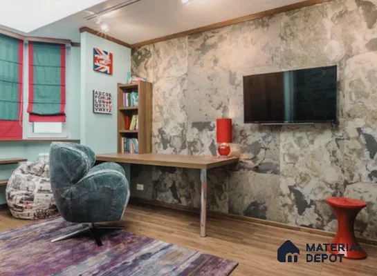 WL 00240 Natural Stonier Opaque Design 8 ft x 4 ft Stone Veneer - 2 mm | Suitable for Facade, Wardrobe & Bedroom