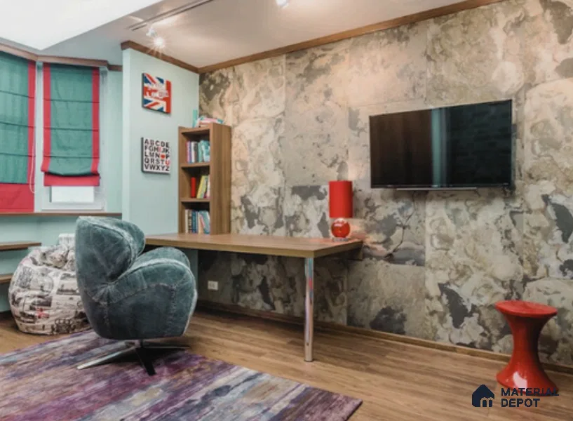 WL 00240 Natural Stonier Opaque Design 8 ft x 4 ft Stone Veneer - 2 mm | Suitable for Facade, Wardrobe & Bedroom