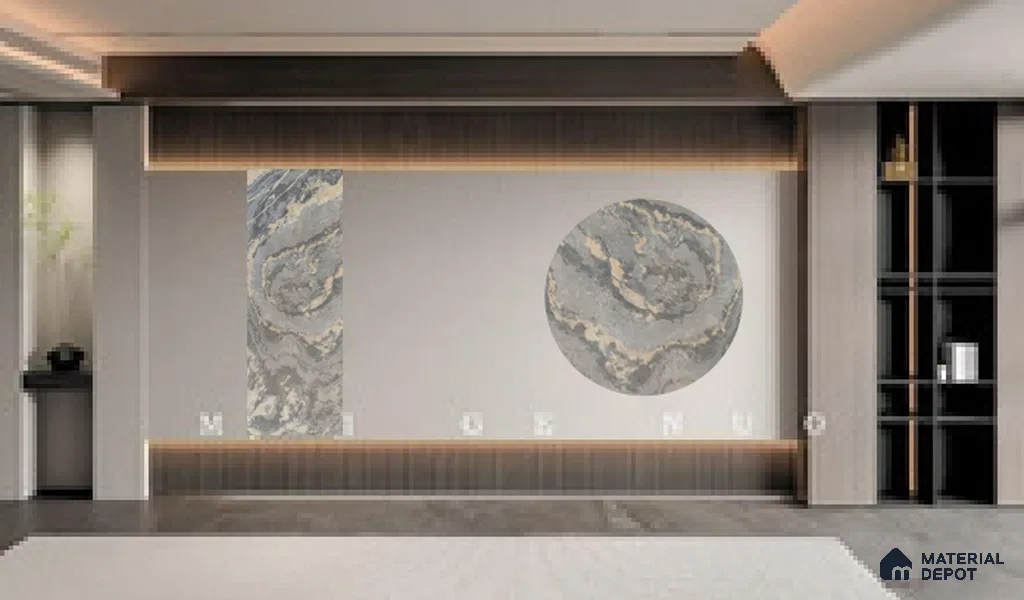WL 00277 B Natural Lucentier Translucent Design 8 ft x 4 ft Stone Veneer - 4 mm | Suitable for Facade, Wardrobe & Bedroom