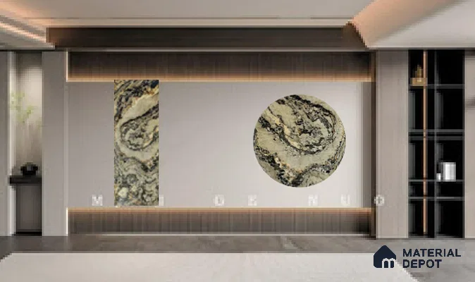 WL 00277 B Natural Lucentier Translucent Design 8 ft x 4 ft Stone Veneer - 4 mm | Suitable for Facade, Wardrobe & Bedroom