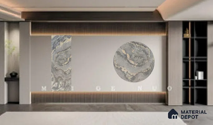WL 00277 Natural Lucentier Translucent Design 8 ft x 4 ft Stone Veneer - 2 mm | Suitable for Facade, Wardrobe & Bedroom