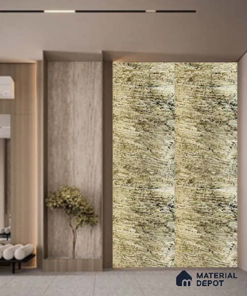 WL 00292 B Natural Lucentier Translucent Design 8 ft x 4 ft Stone Veneer - 4 mm | Suitable for Facade, Wardrobe & Bedroom
