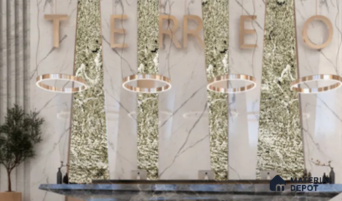 WL 00293 Natural Lucentier Translucent Design 8 ft x 4 ft Stone Veneer - 2 mm | Suitable for Facade, Wardrobe & Bedroom