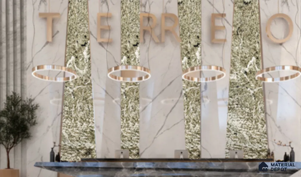 WL 00293 Natural Lucentier Translucent Design 8 ft x 4 ft Stone Veneer - 2 mm | Suitable for Facade, Wardrobe & Bedroom