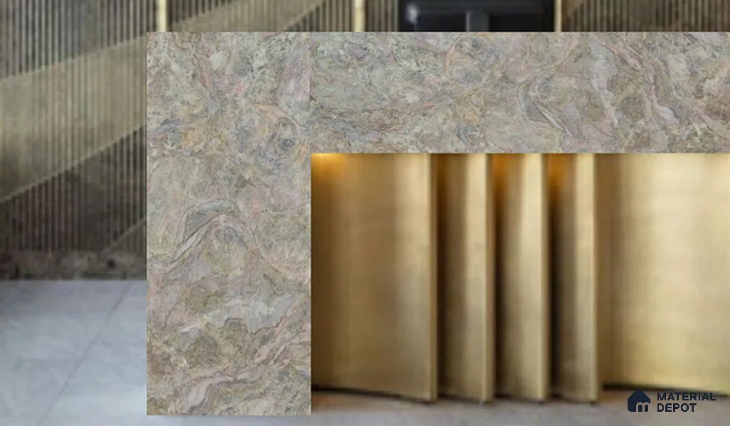WL 00278 B Natural Lucentier Translucent Design 8 ft x 4 ft Stone Veneer - 4 mm | Suitable for Facade, Wardrobe & Bedroom