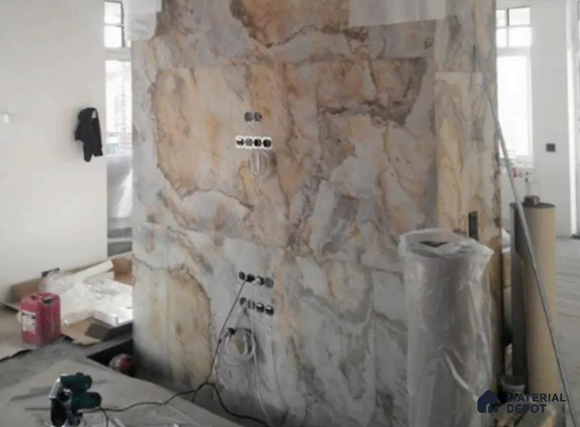 WL 00245 B Natural Stonier Opaque Design 8 ft x 4 ft Stone Veneer - 4 mm | Suitable for Facade, Wardrobe & Bedroom