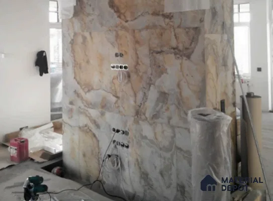 WL 00245 Natural Stonier Opaque Design 8 ft x 4 ft Stone Veneer - 2 mm | Suitable for Facade, Wardrobe & Bedroom