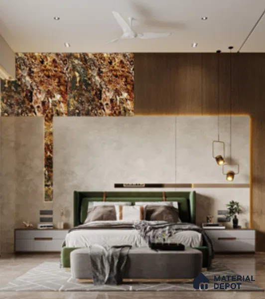 WL 00280 B Natural Lucentier Translucent Design 8 ft x 4 ft Stone Veneer - 4 mm | Suitable for Facade, Wardrobe & Bedroom