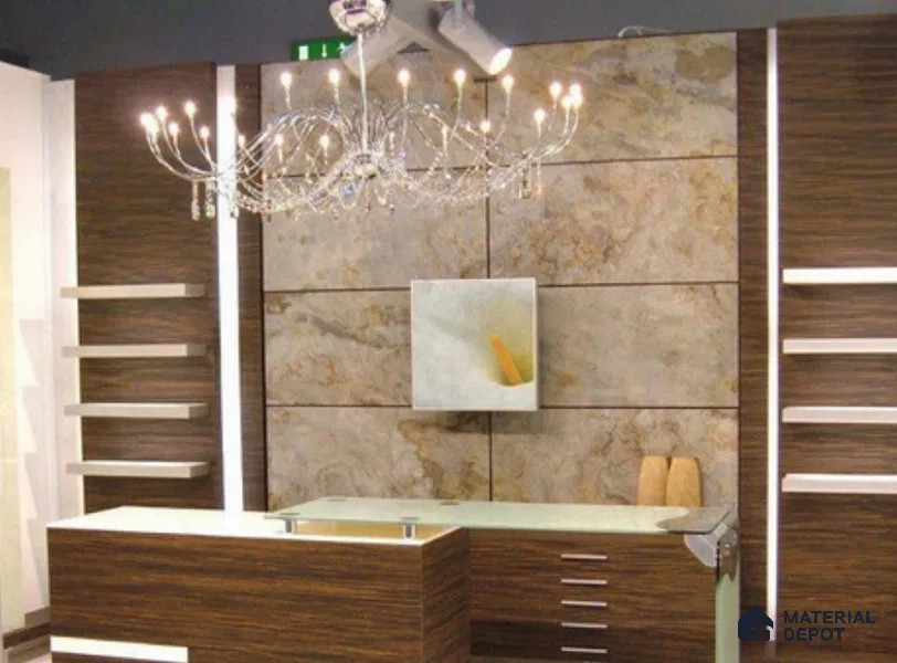WL 00247 B Natural Stonier Opaque Design 8 ft x 4 ft Stone Veneer - 4 mm | Suitable for Facade, Wardrobe & Bedroom