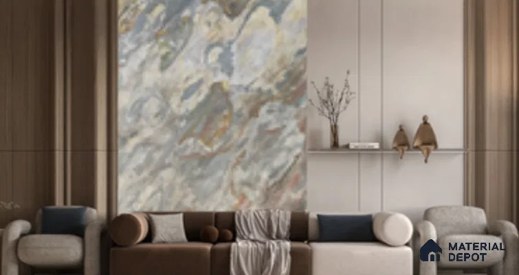 WL 00282 Natural Lucentier Translucent Design 8 ft x 4 ft Stone Veneer - 2 mm | Suitable for Facade, Wardrobe & Bedroom