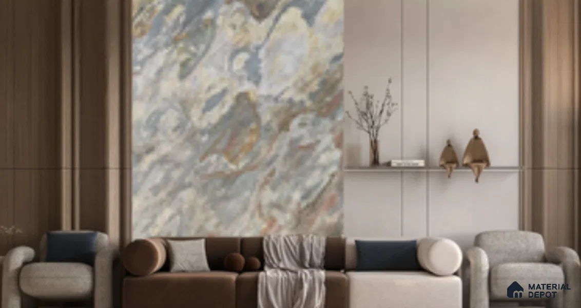 WL 00282 Natural Lucentier Translucent Design 8 ft x 4 ft Stone Veneer - 2 mm | Suitable for Facade, Wardrobe & Bedroom