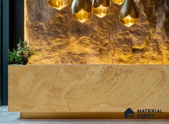 WL 00305 Grainy Stonier Opaque Design 8 ft x 4 ft Stone Veneer - 2 mm | Suitable for Facade, Wardrobe & Bedroom