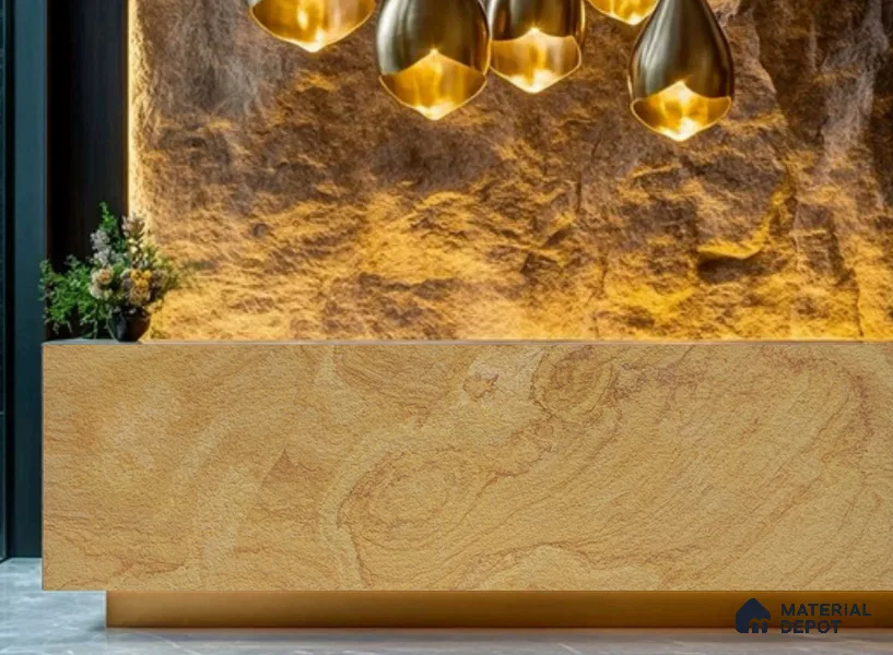 WL 00305 Grainy Stonier Opaque Design 8 ft x 4 ft Stone Veneer - 2 mm | Suitable for Facade, Wardrobe & Bedroom
