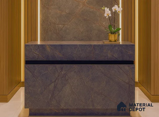 WL 00306 B Grainy Stonier Opaque Design 8 ft x 4 ft Stone Veneer - 4 mm | Suitable for Facade, Wardrobe & Bedroom
