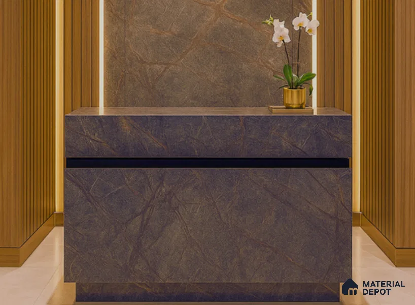 WL 00306 B Grainy Stonier Opaque Design 8 ft x 4 ft Stone Veneer - 4 mm | Suitable for Facade, Wardrobe & Bedroom