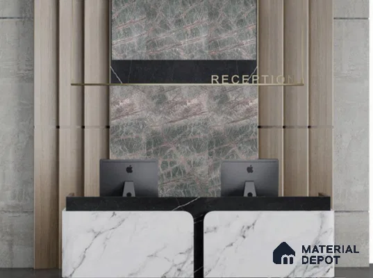 WL 00308 B Grainy Stonier Opaque Design 8 ft x 4 ft Stone Veneer - 4 mm | Suitable for Facade, Wardrobe & Bedroom