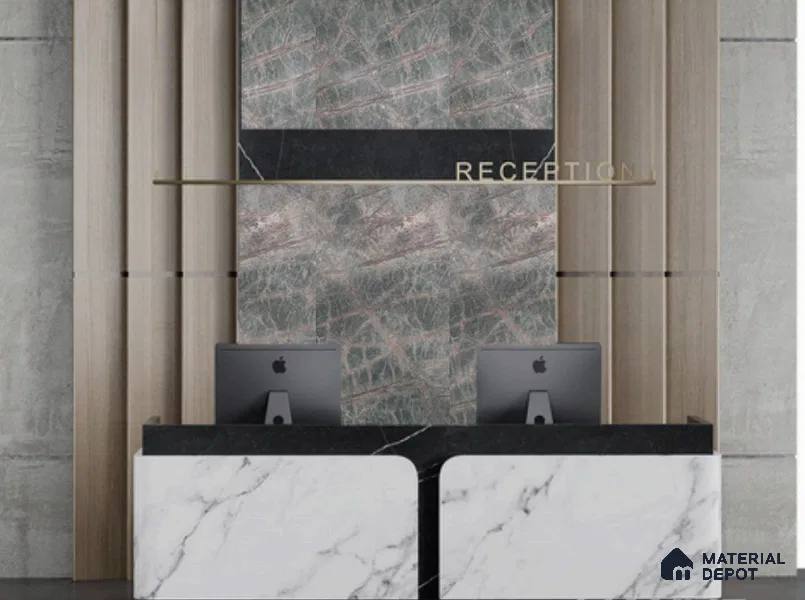 WL 00308 Grainy Stonier Opaque Design 8 ft x 4 ft Stone Veneer - 2 mm | Suitable for Facade, Wardrobe & Bedroom