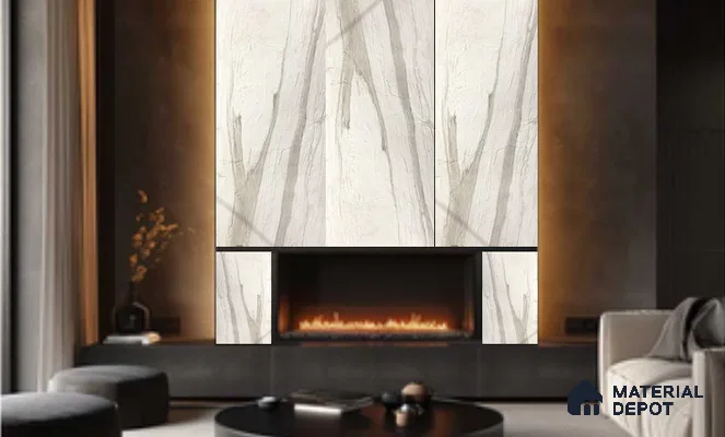 WL 00335 B Grainy Lucentier Translucent Design 8 ft x 4 ft Stone Veneer - 4 mm | Suitable for Facade, Wardrobe & Bedroom