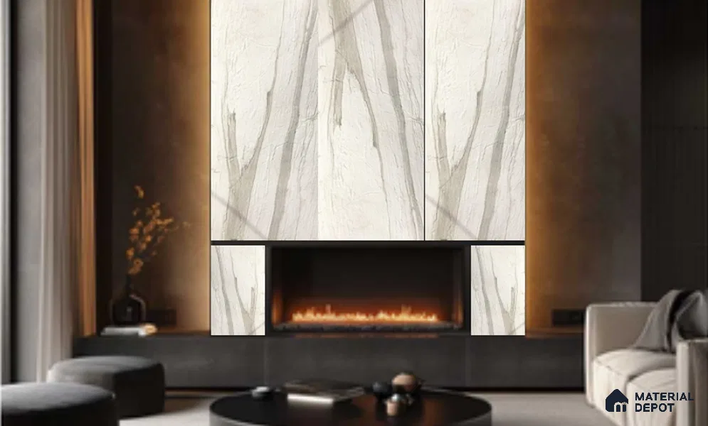 WL 00335 B Grainy Lucentier Translucent Design 8 ft x 4 ft Stone Veneer - 4 mm | Suitable for Facade, Wardrobe & Bedroom