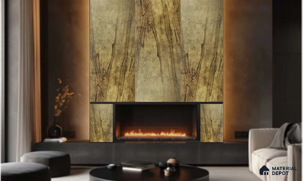 WL 00335 B Grainy Lucentier Translucent Design 8 ft x 4 ft Stone Veneer - 4 mm | Suitable for Facade, Wardrobe & Bedroom