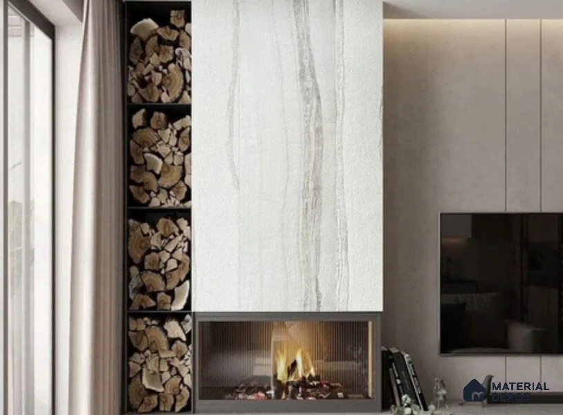 WL 00311 B Grainy Stonier Opaque Design 8 ft x 4 ft Stone Veneer - 4 mm | Suitable for Facade, Wardrobe & Bedroom