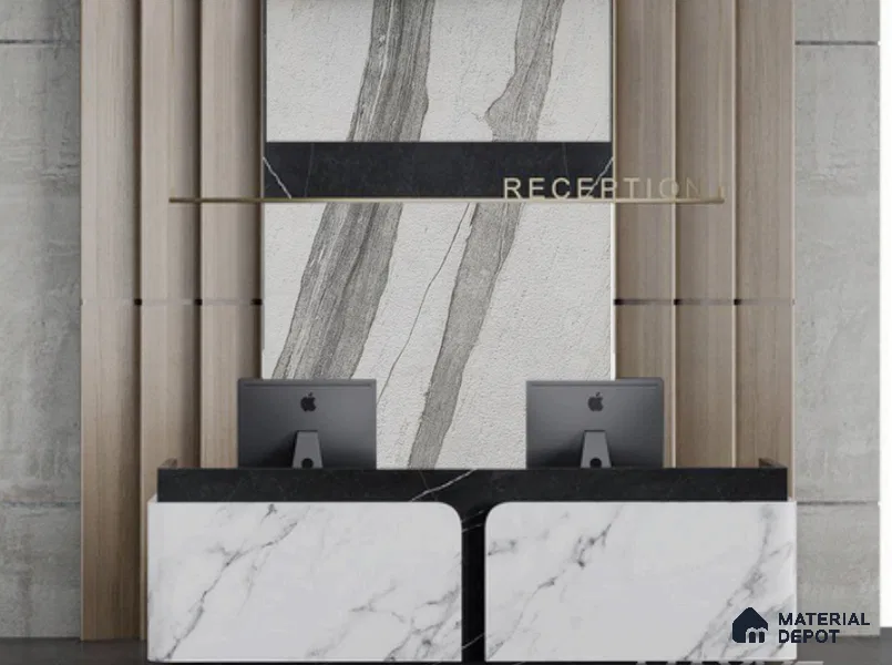 WL 00312 B Grainy Stonier Opaque Design 8 ft x 4 ft Stone Veneer - 4 mm | Suitable for Facade, Wardrobe & Bedroom
