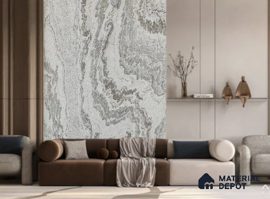 WL 00315 Grainy Stonier Opaque Design 8 ft x 4 ft Stone Veneer - 2 mm | Suitable for Facade, Wardrobe & Bedroom