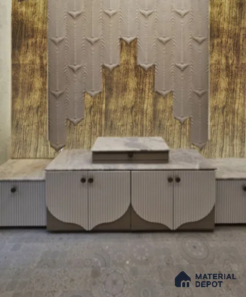 WL 00336 B Grainy Lucentier Translucent Design 8 ft x 4 ft Stone Veneer - 4 mm | Suitable for Facade, Wardrobe & Bedroom