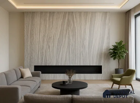 WL 00316 Grainy Stonier Opaque Design 8 ft x 4 ft Stone Veneer - 2 mm | Suitable for Facade, Wardrobe & Bedroom