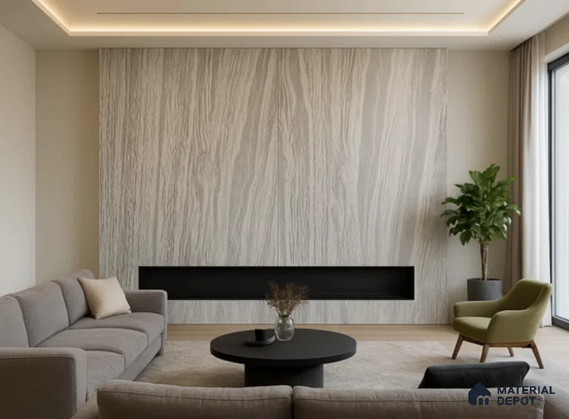 WL 00316 Grainy Stonier Opaque Design 8 ft x 4 ft Stone Veneer - 2 mm | Suitable for Facade, Wardrobe & Bedroom