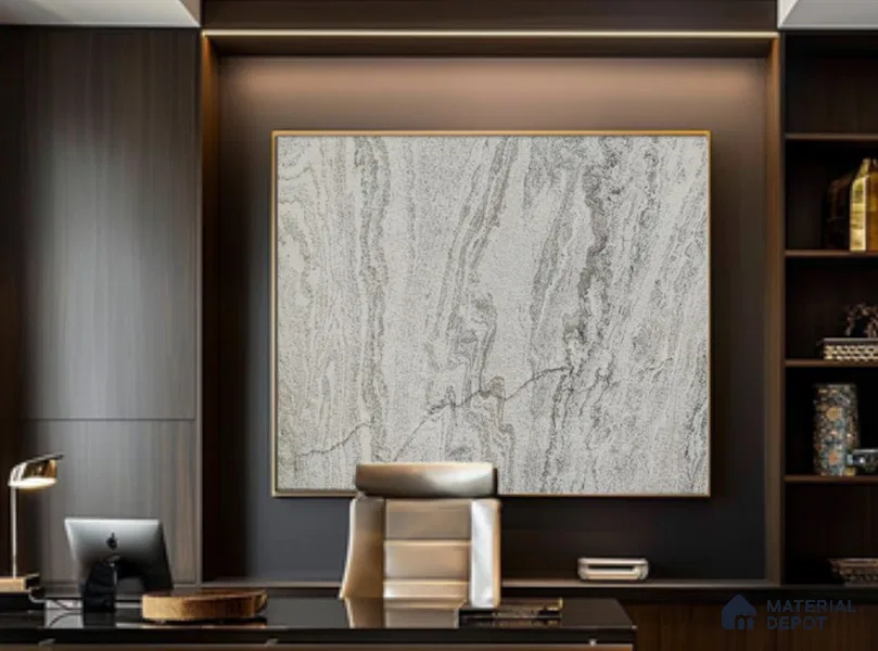 WL 00317 B Grainy Stonier Opaque Design 8 ft x 4 ft Stone Veneer - 4 mm | Suitable for Facade, Wardrobe & Bedroom