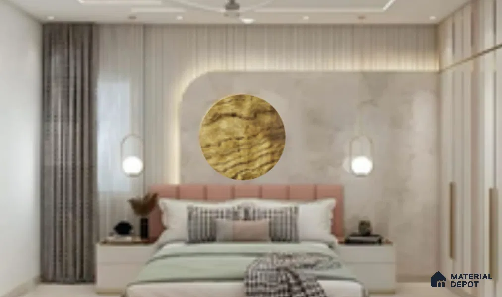 WL 00337 B Grainy Lucentier Translucent Design 8 ft x 4 ft Stone Veneer - 4 mm | Suitable for Facade, Wardrobe & Bedroom