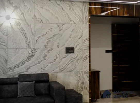 WL 00318 Grainy Stonier Opaque Design 8 ft x 4 ft Stone Veneer - 2 mm | Suitable for Facade, Wardrobe & Bedroom
