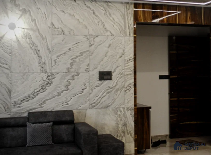 WL 00318 Grainy Stonier Opaque Design 8 ft x 4 ft Stone Veneer - 2 mm | Suitable for Facade, Wardrobe & Bedroom