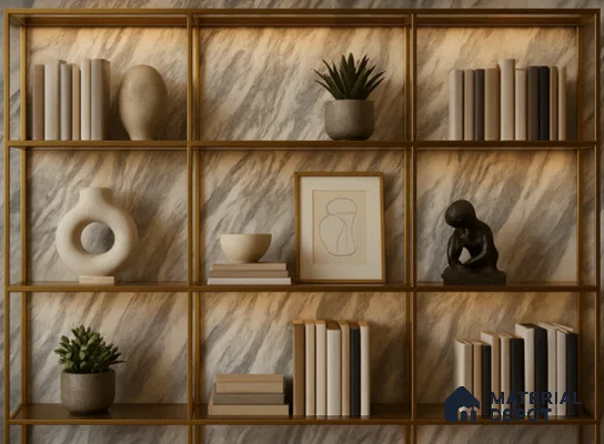 WL 00322 B Grainy Stonier Opaque Design 8 ft x 4 ft Stone Veneer - 4 mm | Suitable for Facade, Wardrobe & Bedroom
