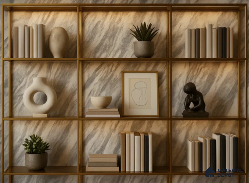WL 00322 B Grainy Stonier Opaque Design 8 ft x 4 ft Stone Veneer - 4 mm | Suitable for Facade, Wardrobe & Bedroom
