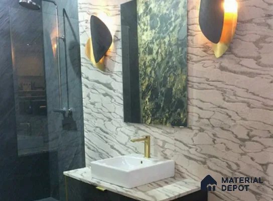 WL 00326 Grainy Stonier Opaque Design 8 ft x 4 ft Stone Veneer - 2 mm | Suitable for Facade, Wardrobe & Bedroom