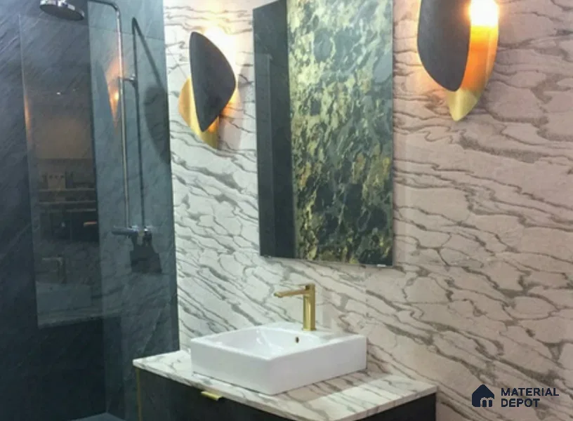 WL 00326 Grainy Stonier Opaque Design 8 ft x 4 ft Stone Veneer - 2 mm | Suitable for Facade, Wardrobe & Bedroom