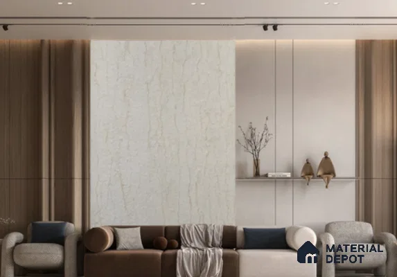 WL 00327 Grainy Stonier Opaque Design 8 ft x 4 ft Stone Veneer - 2 mm | Suitable for Facade, Wardrobe & Bedroom