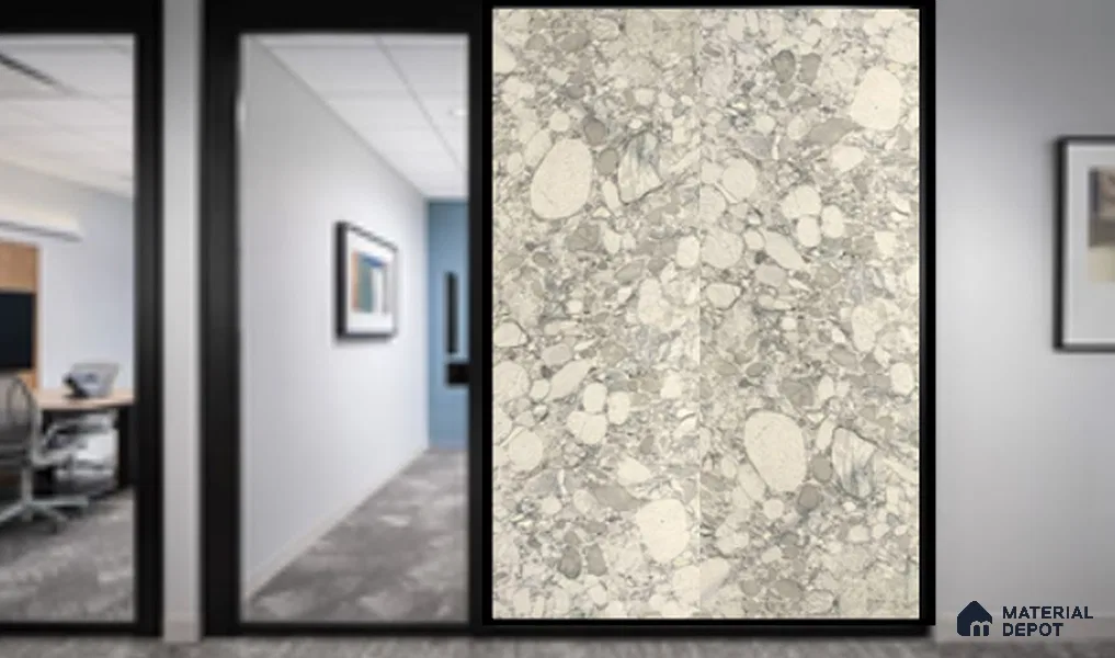 WL 00341 B Grainy Lucentier Translucent Design 8 ft x 4 ft Stone Veneer - 4 mm | Suitable for Facade, Wardrobe & Bedroom