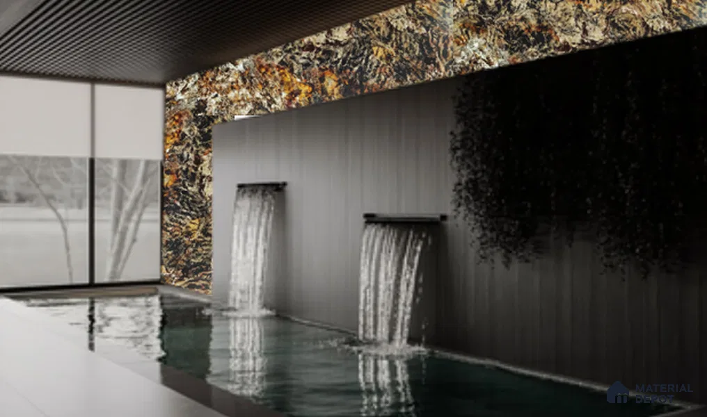 WL 00285 B Natural Lucentier Translucent Design 8 ft x 4 ft Stone Veneer - 4 mm | Suitable for Facade, Wardrobe & Bedroom