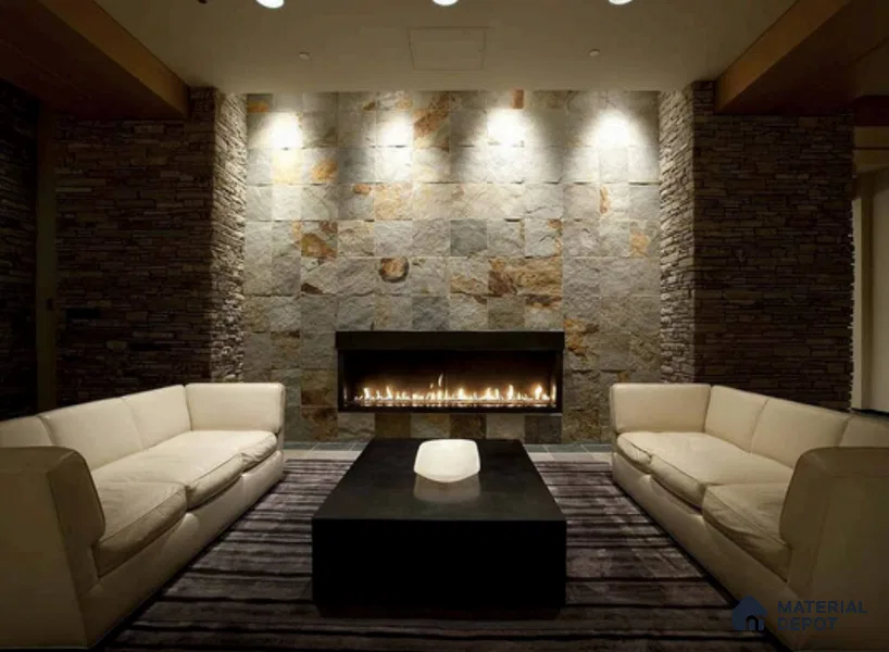 WL 00251 B Natural Stonier Opaque Design 8 ft x 4 ft Stone Veneer - 4 mm | Suitable for Facade, Wardrobe & Bedroom